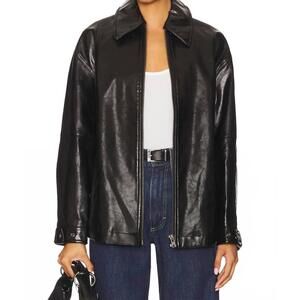 NEW FREE PEOPLE sloane vegan leather jacket in black